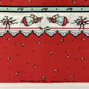 VTG Daisy Kingdom Honey Bunny Double Border Red Christmas Cotton Fabric 7 Yards